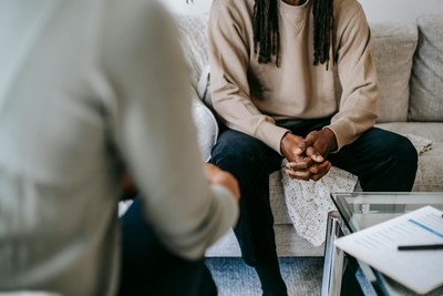 man in counselling for EMDR trauma therapy